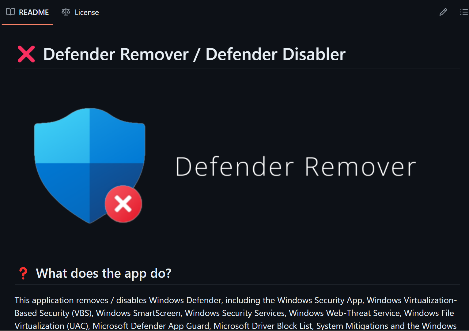 Windows Defender 禁用工具